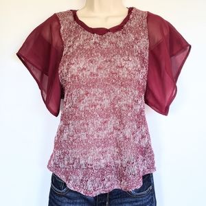 Romeo & Juliet couture knit top sheer sleeve